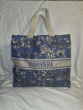 Dior RivierA Blue Floral Canvas Tote Bag